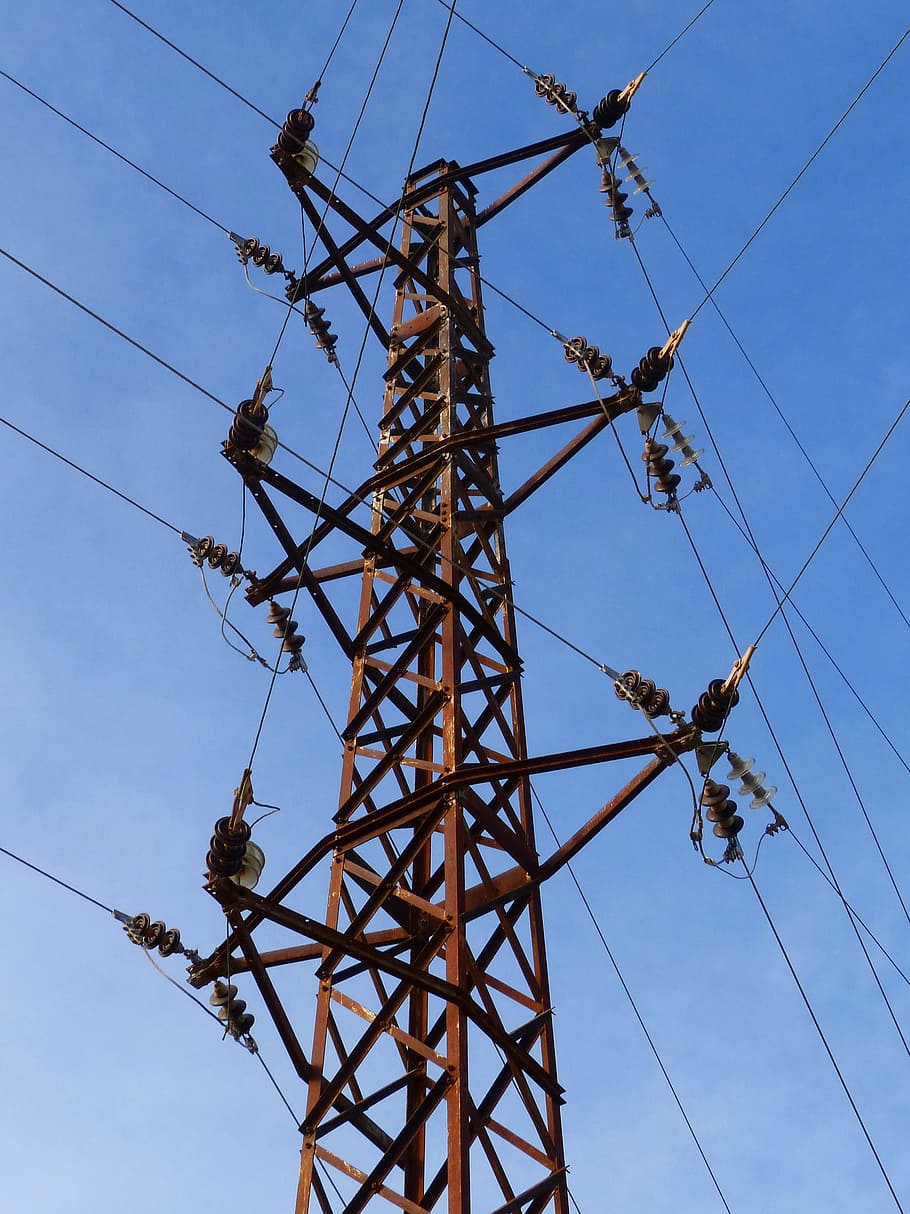 Electrical, Tower, Old, electrical tower, rusty, electric cables HD wallpaper