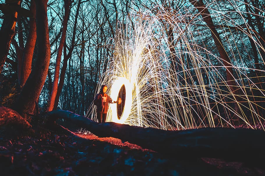 still, fireworks, light, show, flames, slow, shutter, exposure HD wallpaper