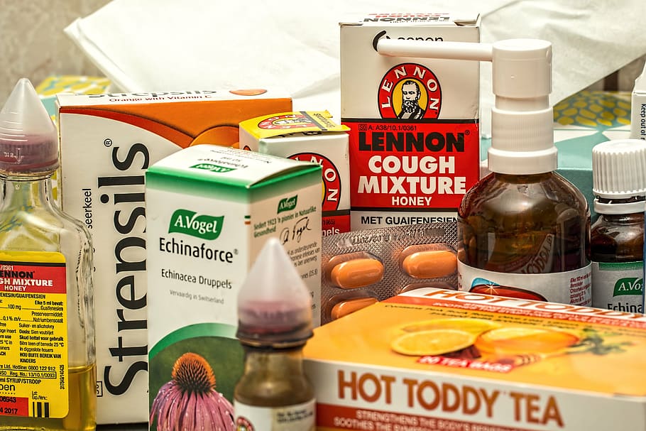 Lennon cough mixture honey box, flu, influenza, cold, virus, sick
