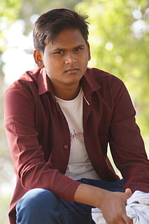 relaxed, indian boy, sitting, three quarter length, front view HD wallpaper