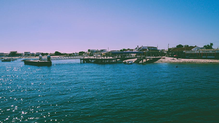 body of water near buildings at daytime, body of water, sea, dock HD wallpaper