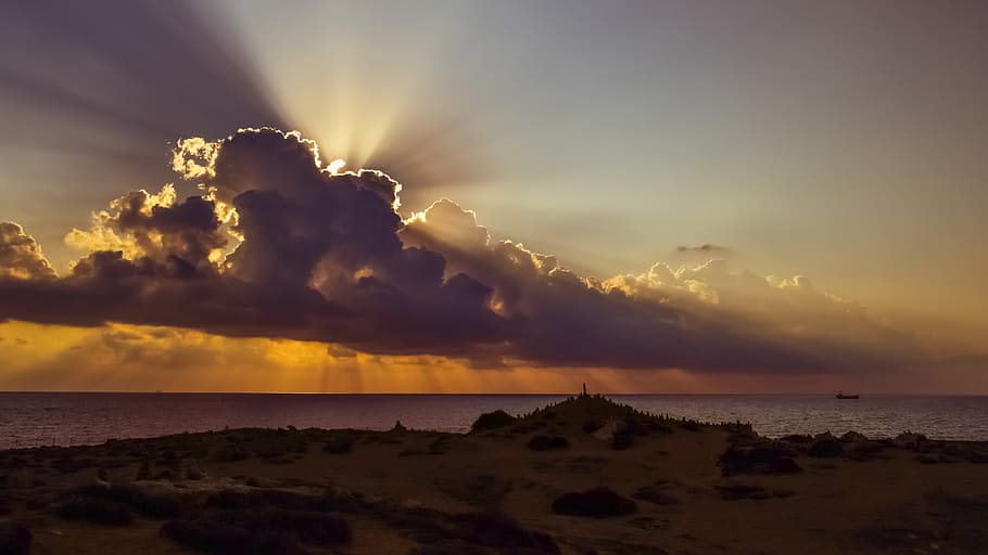 cyprus, paphos, tombs of the kings, landscape, sky, clouds, HD wallpaper