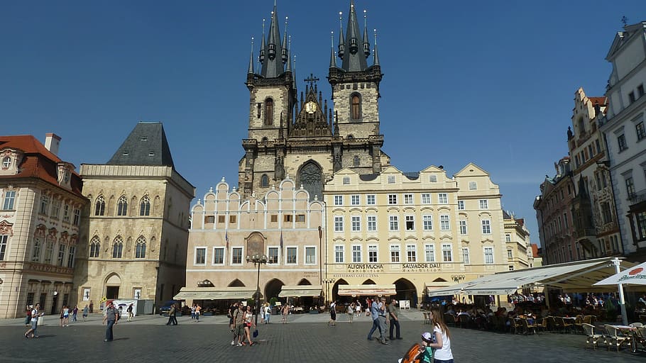 prague, summer, building, square, architecture, built structure HD wallpaper