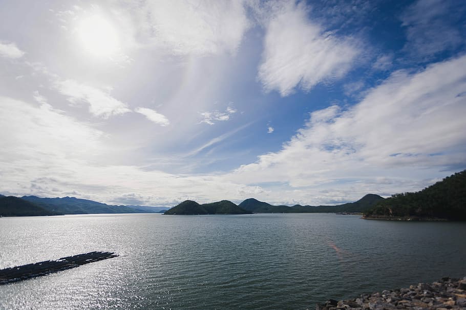 Dam, Water, Sky, Electricity, River, blue, mountain, green HD wallpaper