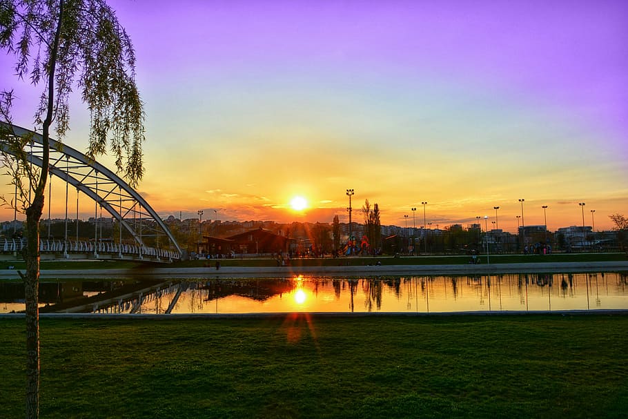 park during golden hour, sunset, dawn, nature, mountain, turkey HD wallpaper