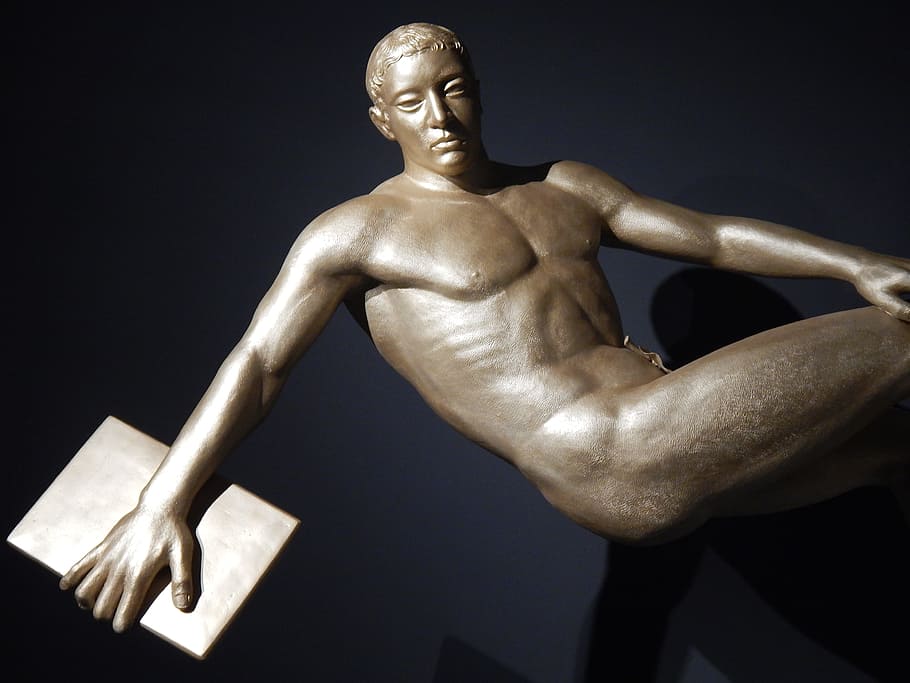statue, sculpture, athletic, exhibit, gallery, studio shot HD wallpaper