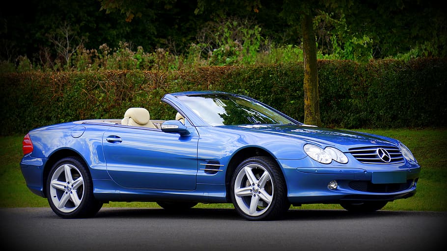 blue, car, class, classic car, convertible, fast, mercedes-benz HD wallpaper