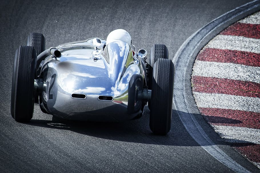 gray cart on road, fast, speed, racing, speedway, racing car HD wallpaper