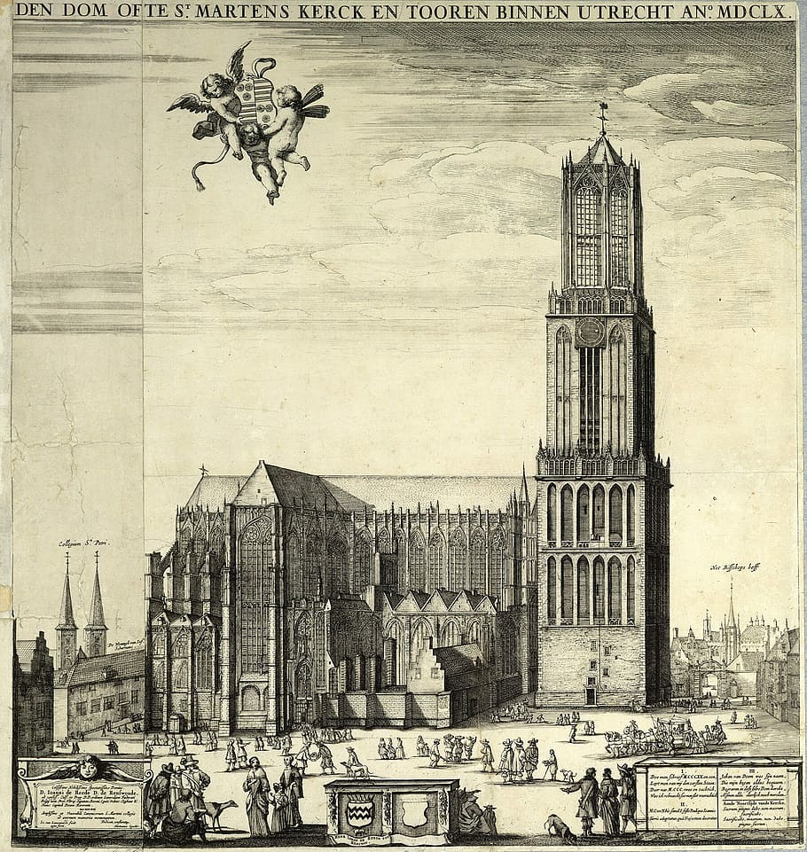 Utrecht Cathedral before the collapse of the nave, Netherlands HD wallpaper