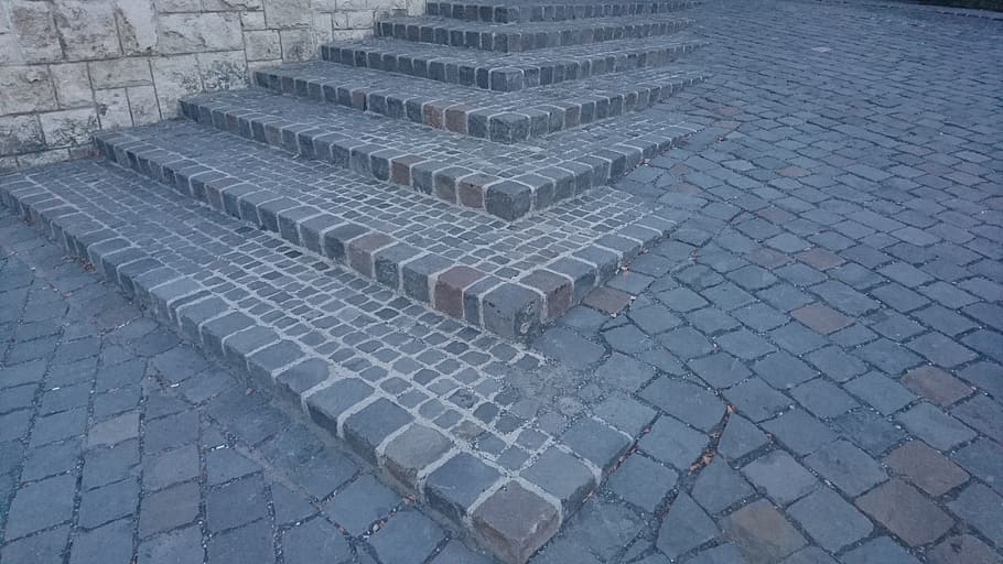 stone, stair, architecture, pattern, day, street, high angle view HD wallpaper