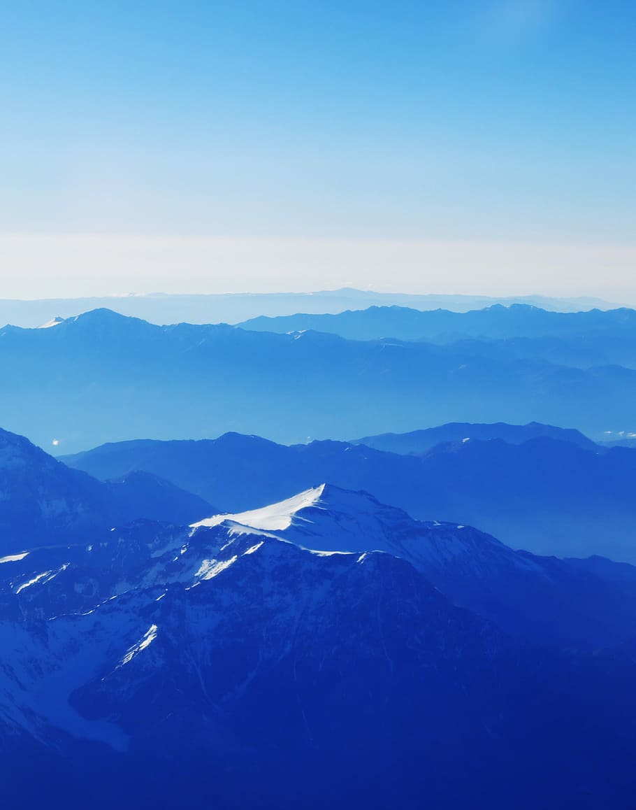 mountain covering with snow, aerial view photography of mountains during daytime HD wallpaper