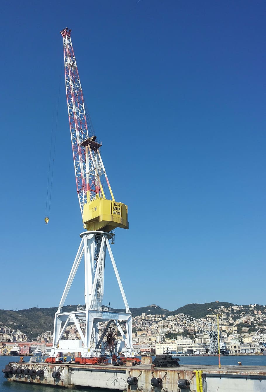 genoa, porto, crane, construction, water, lake, sea, villages HD wallpaper