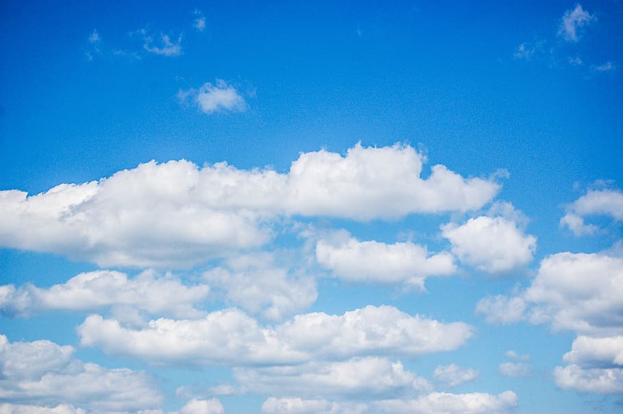 white clouds and blue sky, nature, the background, air, weather, HD wallpaper