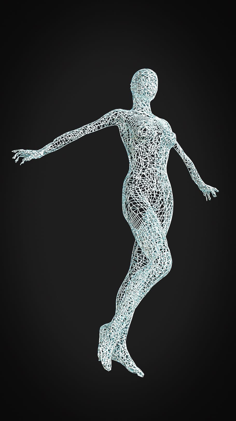 woman, 3d model, the grid, black background, studio shot, indoors HD wallpaper