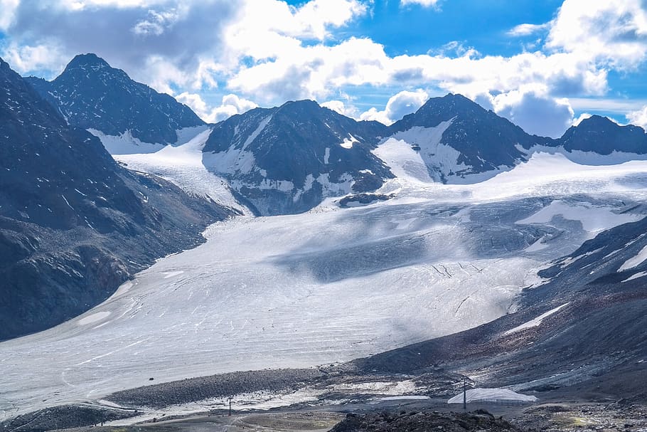 the pitztal glacier, alpine, mountains, snow, mountain landscape, HD wallpaper