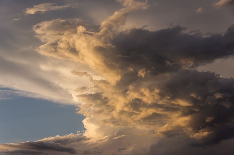 white cloudy sky during daytime, sunset, grey, golden, australia HD wallpaper