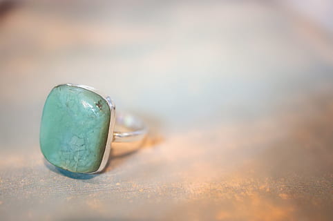 silver-colored ring with green gemstone, chrysoprase, sterling HD wallpaper