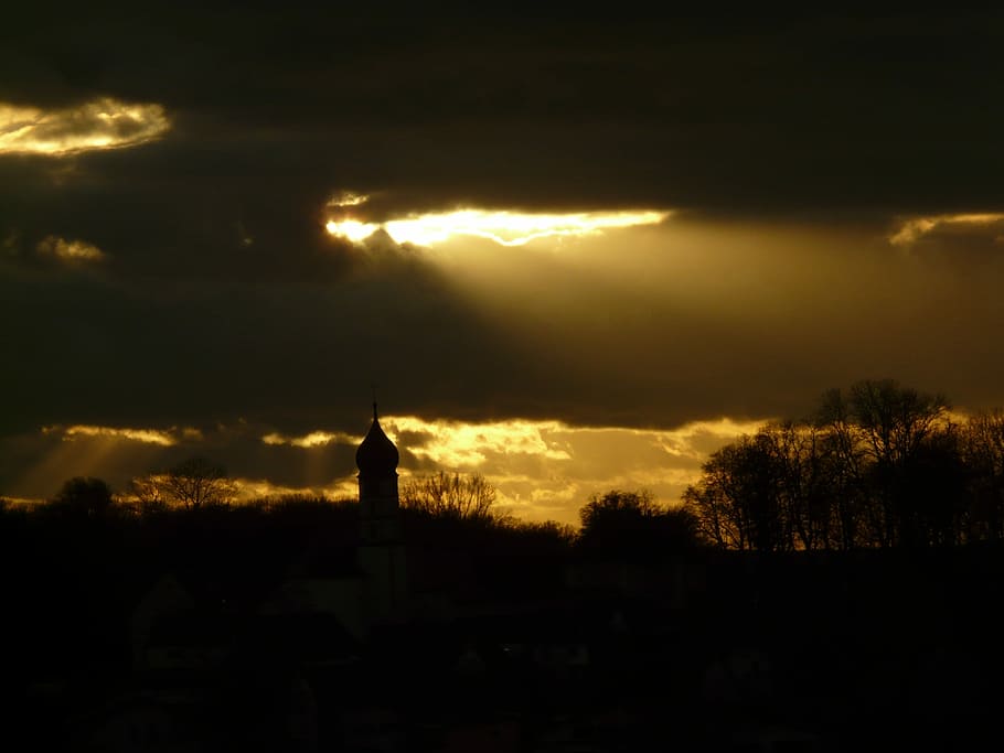 Clouds, Sun, Sunbeam, Opening, God, sky, faith, light, dark HD wallpaper