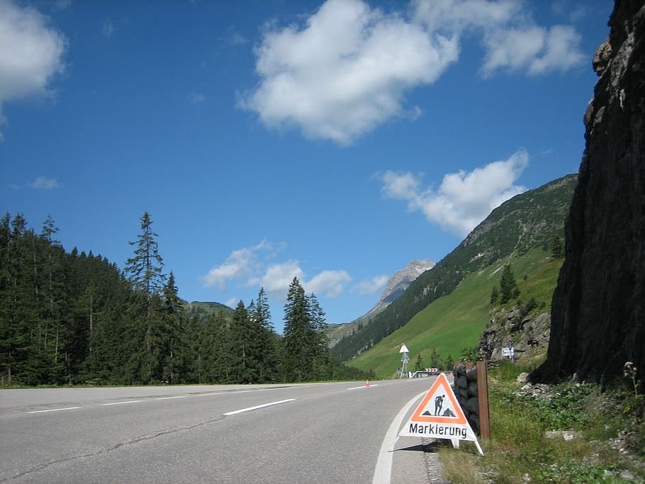 road, shield, alpine, mountain, nature, landscape, outdoors HD wallpaper