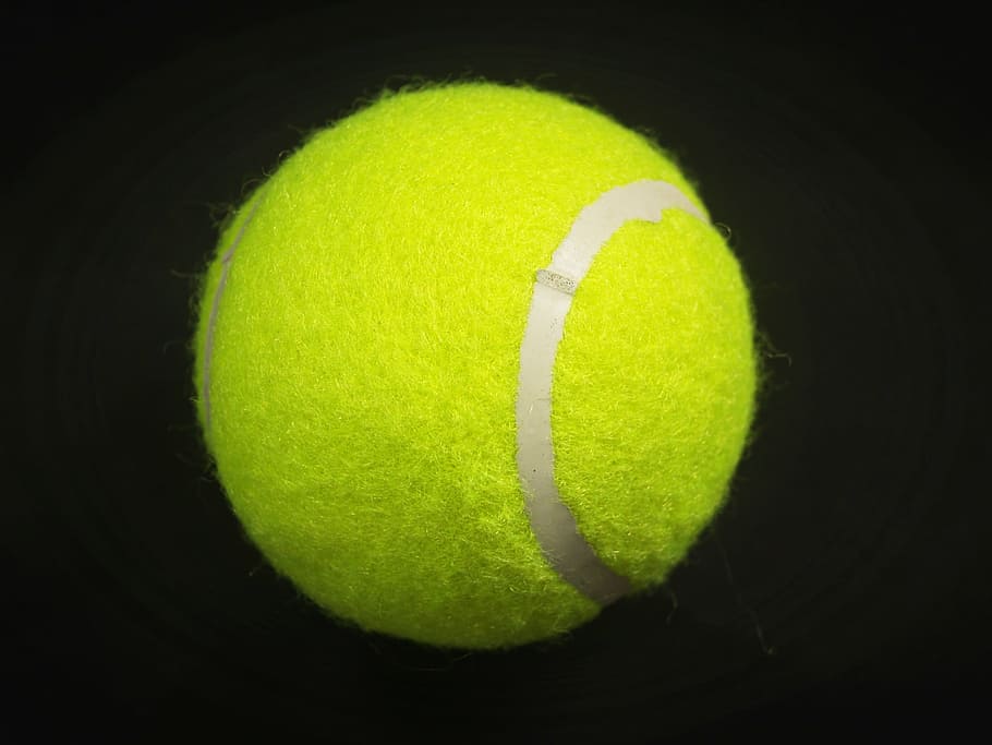 green tennis ball, racket, white, yellow, background, closeup HD wallpaper