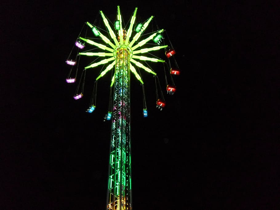 funfair, summer, night, illuminated, motion, arts culture and entertainment HD wallpaper