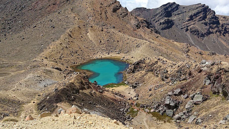 new zealand, volcano, lake, mountain, crossing, tongariro, crater, HD wallpaper