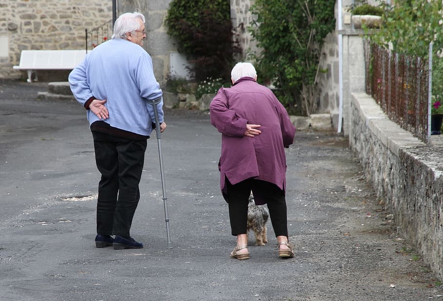 woman wearing purple jacket, human, older people, care for the elderly