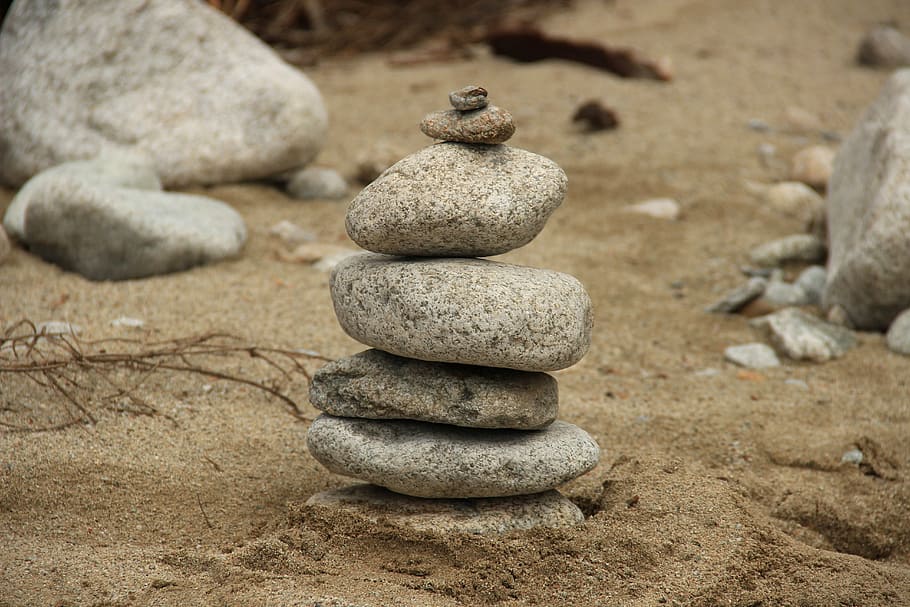 stones, pebbles, sand, stone tower, balance, stack, solid, rock HD wallpaper
