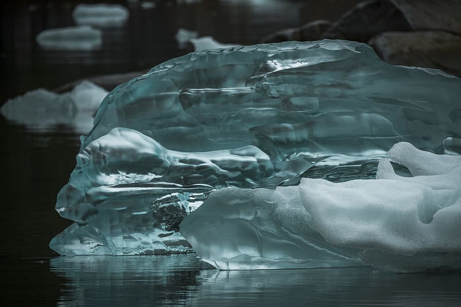iceberg on body of water, grayscale photo of iceberg, ice ice baby HD wallpaper