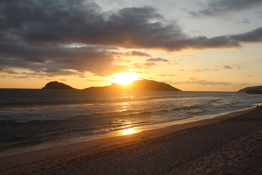 sunset, mazatlan, islands, sky, sea, water, beauty in nature HD wallpaper