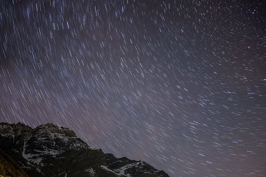 photograph of mountain under milky way, time lapse photography of star HD wallpaper