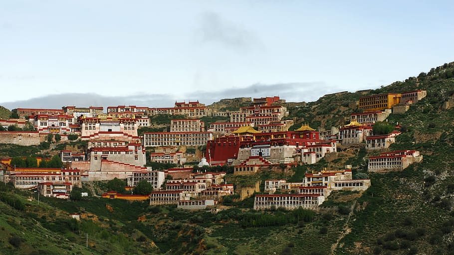 tibet, monastery, ganden, architecture, building exterior, built structure HD wallpaper
