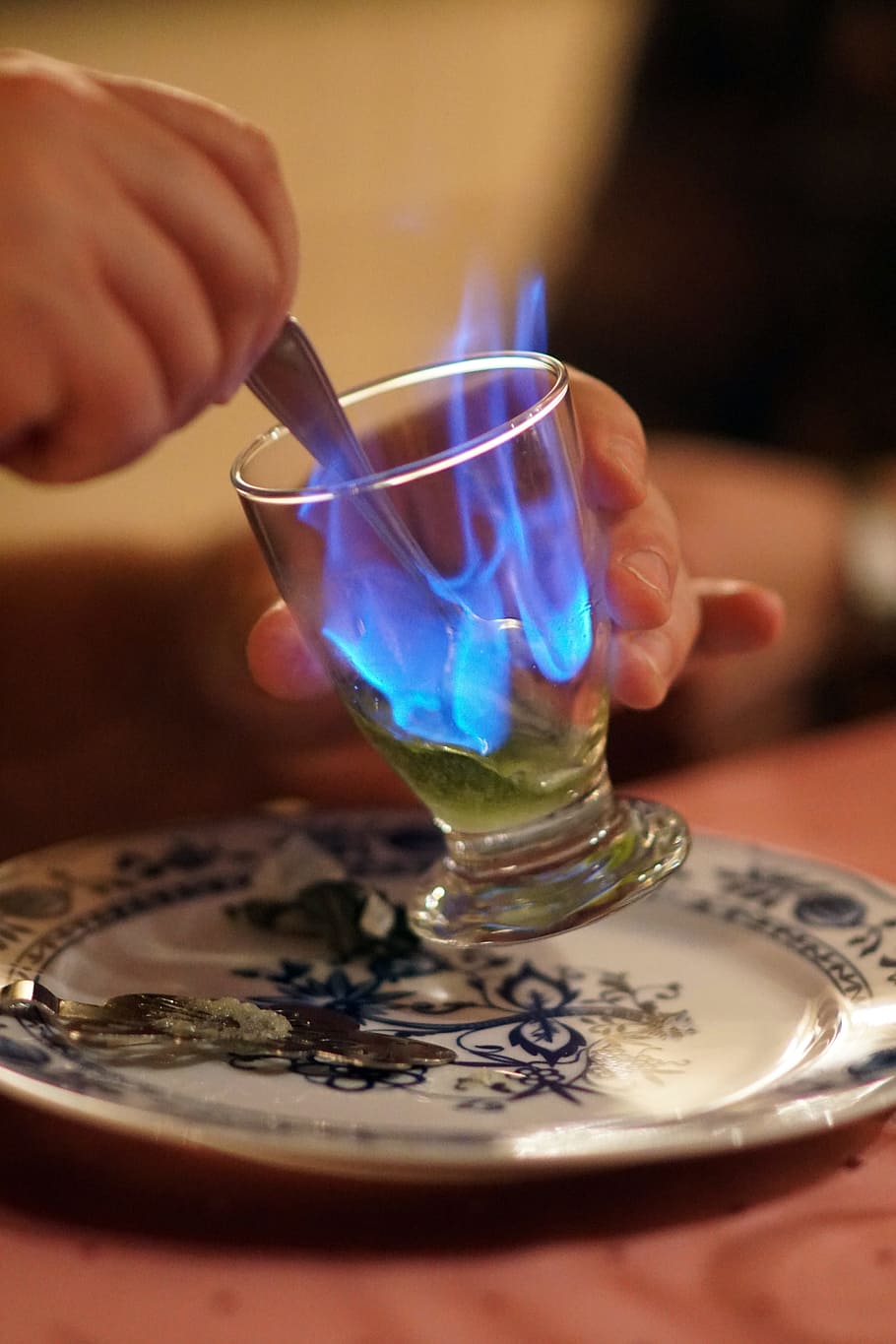 Absinthe, Flame, Alcohol, Drink, alcoholic beverage, blue flame, HD wallpaper