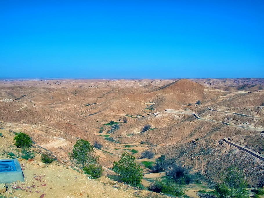 the hills, desert, sky, blue, tunisia, the republic of tunisia, HD wallpaper