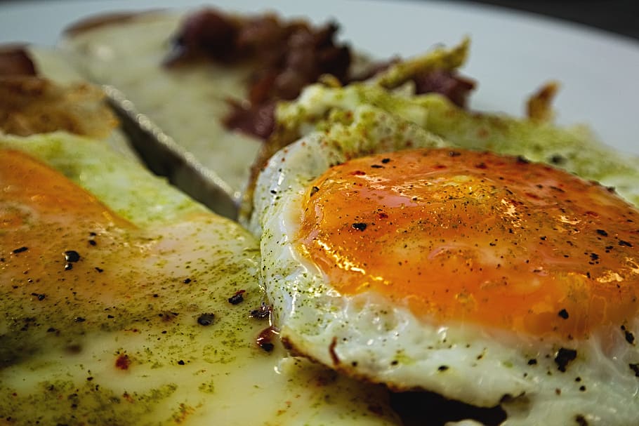Fried, Egg, Egg, Bread, Yolk, Fried Eggs, food, eat, tight max HD wallpaper