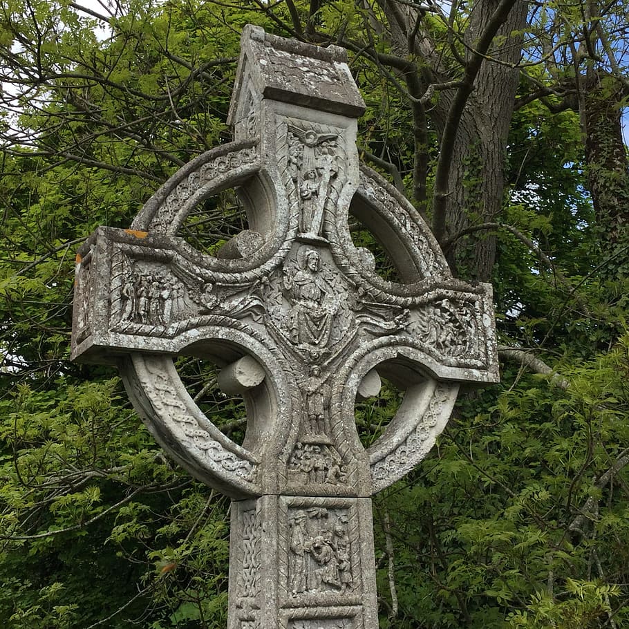 Celtic cross near tree, Irish, Blessing, Cross, Fromm, christian