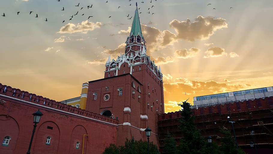 sky, tower, red, blue, architecture, city, travel, building HD wallpaper