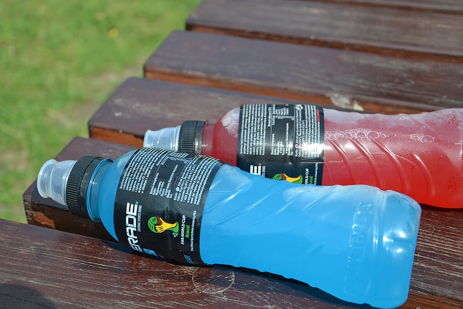 two Powerade energy drinks, the drink, isotonic drink, type izotonik, HD wallpaper