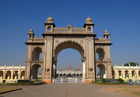 gate, mysore palace, architecture, landmark, entrance, structure HD wallpaper