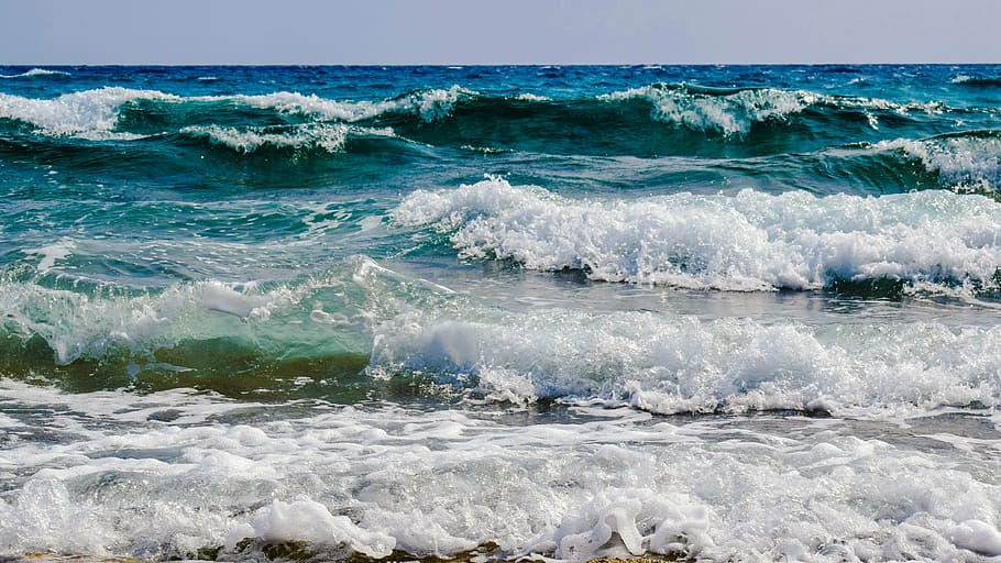 closeup photo of tidal waves, beach, nature, wind, seascape HD wallpaper