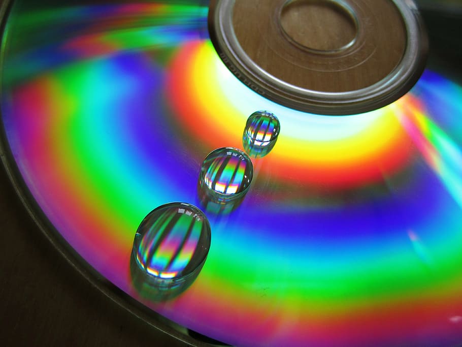 water, cd, drip, data medium, color, lichtspiel, drop of water HD wallpaper