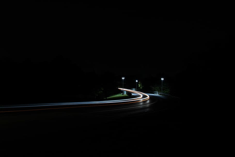 time-lapse photography of moving vehicles on road, time lapse photography of curved road HD wallpaper