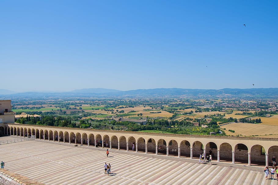 Assisi, Square, Monastery, asiz, travel destinations, large group of people HD wallpaper