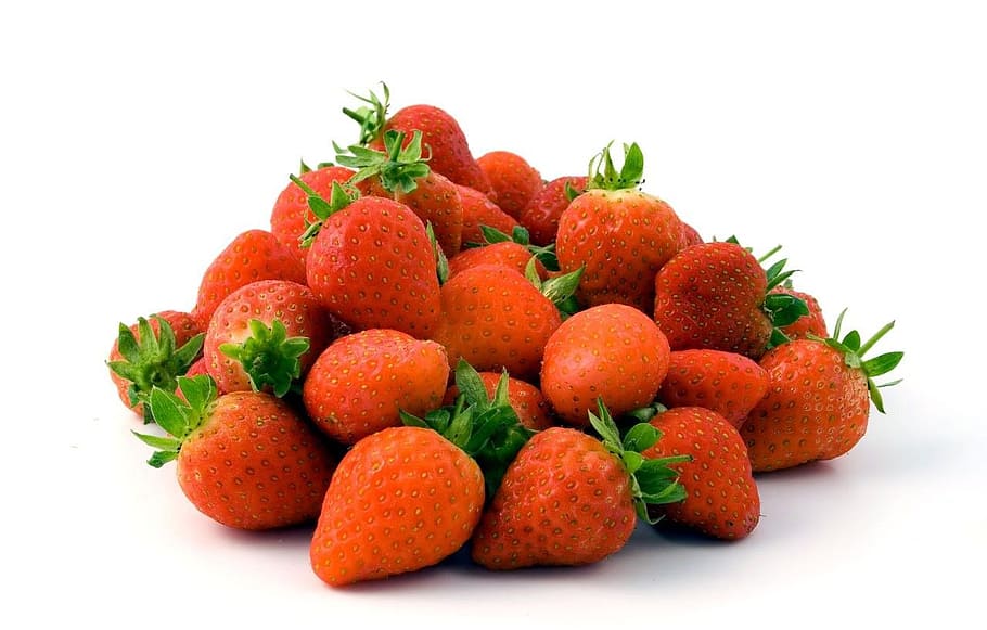 background, fresh, isolated, red, strawberries, white, food and drink HD wallpaper
