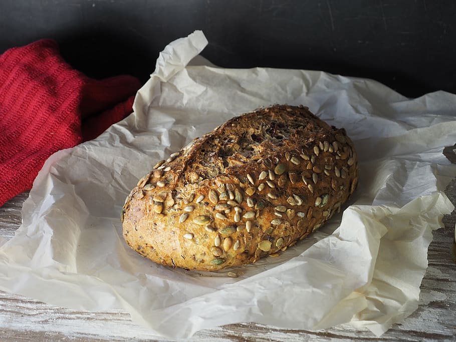 brown bread, nuts, seeds, parchment, baking, towel, food, breakfast HD wallpaper