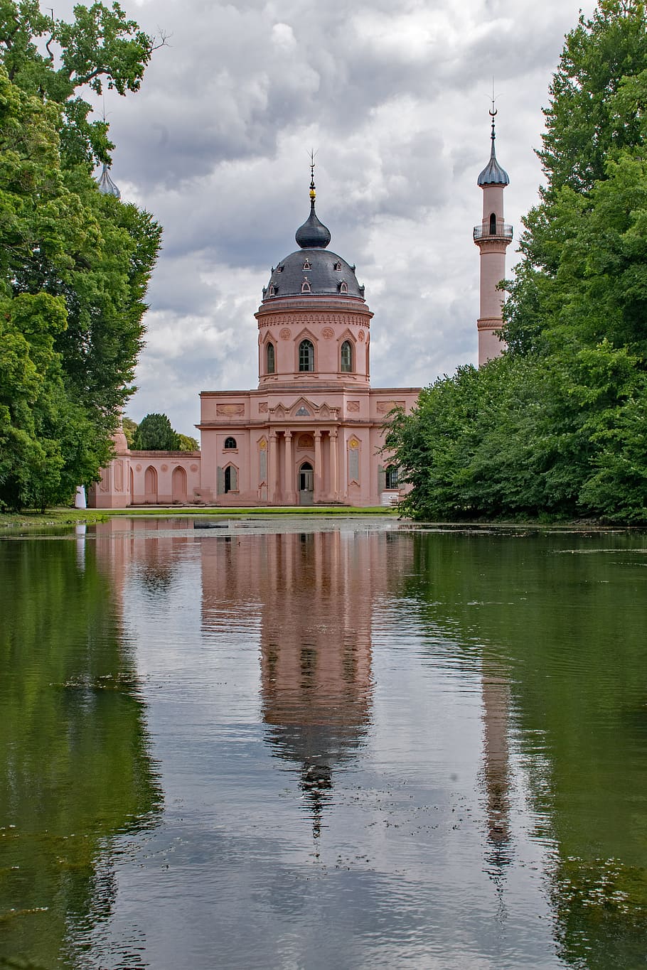 red mosque, schlossgarten, schwetzingen, baden württemberg, HD wallpaper
