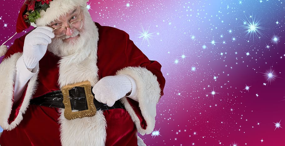 man wearing Santa Claus costume, christmas, nicholas, winter