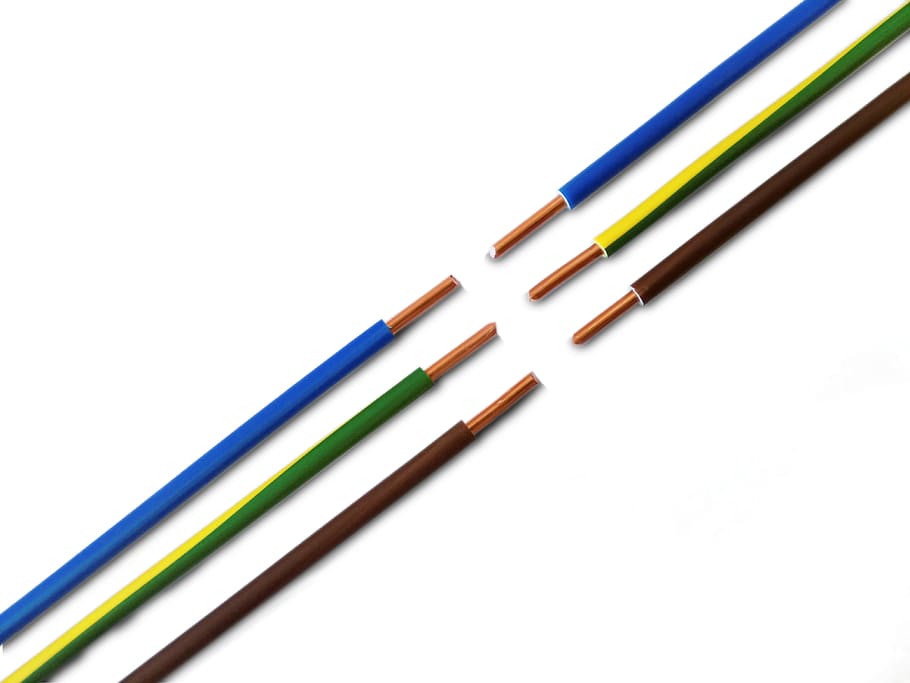 six assorted-color cables, Current, Voltage, Energy, line, elektrik
