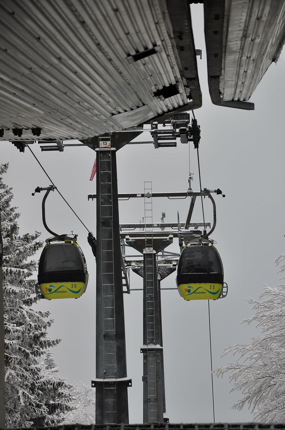 cableway, rollercoaster, mountains, the station, module, winter HD wallpaper