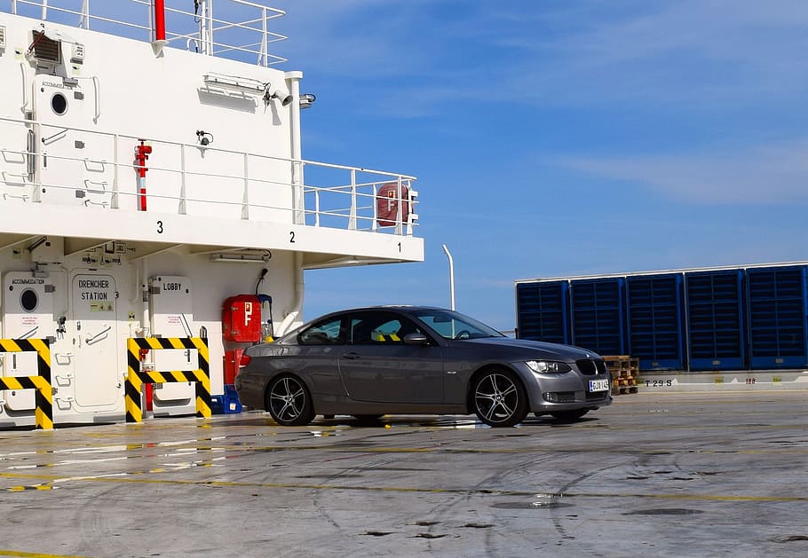 bmw, ship, deck, ship deck, ferry, car ferry, travel, lake HD wallpaper